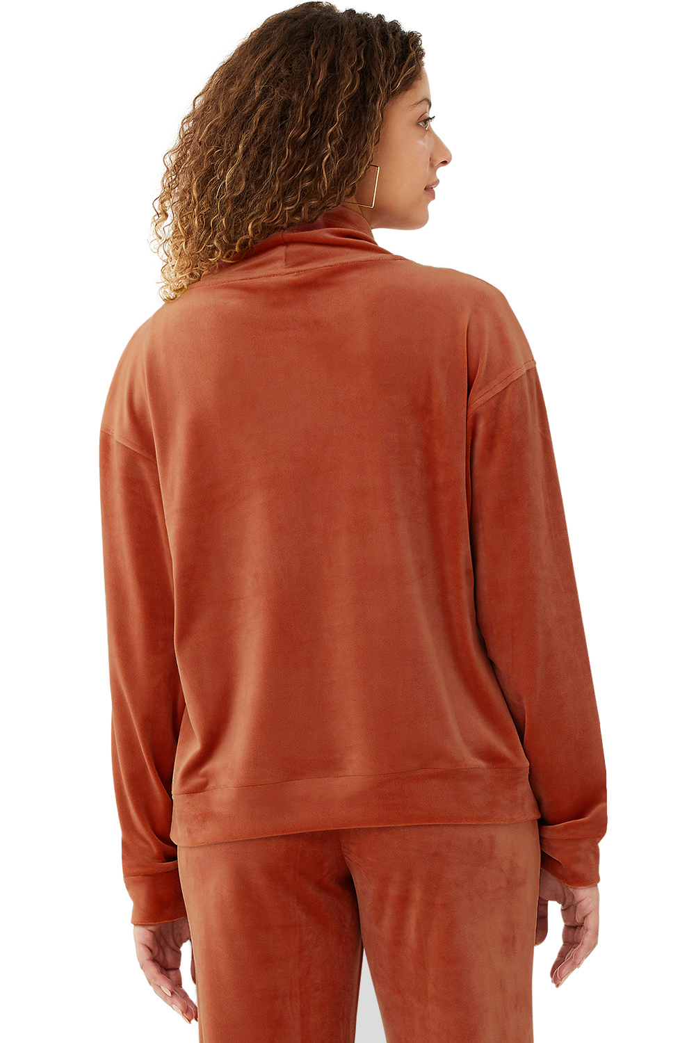 velour funnel neck sweatshirt